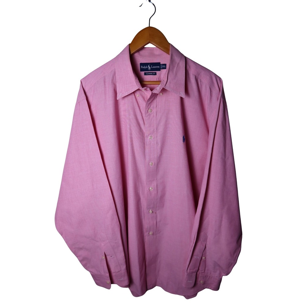 Polo Ralph Lauren Mens XXL Classic Fit Pink Button Down Shirt Long Sleeve Pony